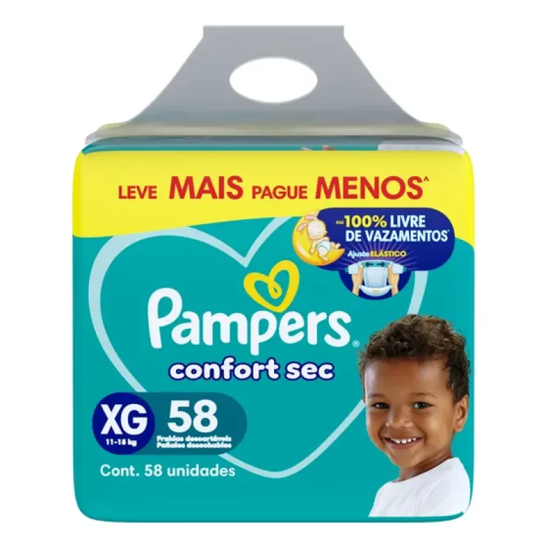 Fralda Descartável Infantil Pampers Confort Sec Xg Pacote 58