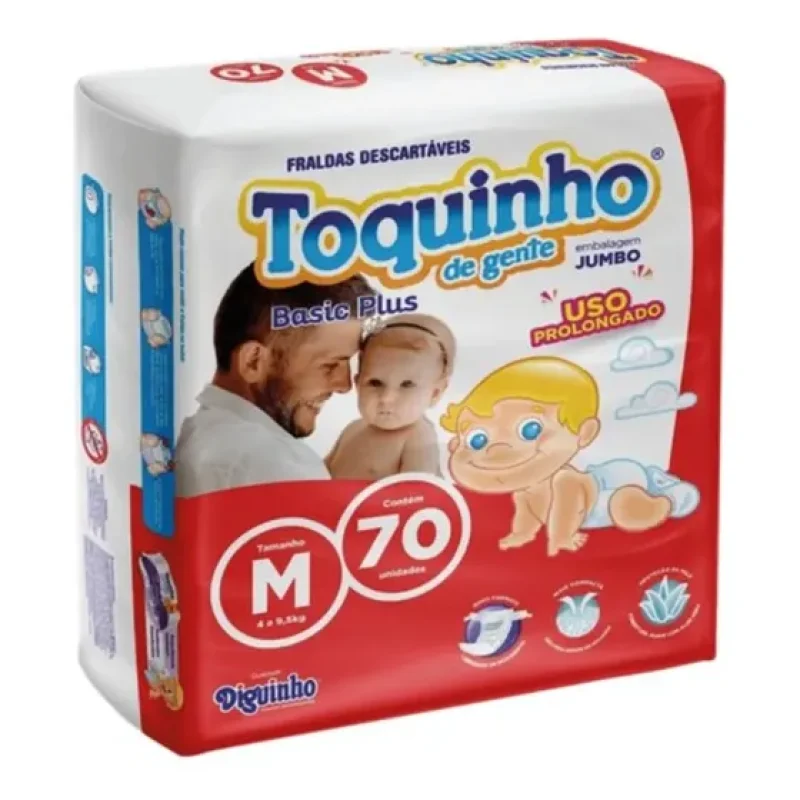 Fralda Descartável Toquinho De Gente Basic Plus Jumbo M 70un