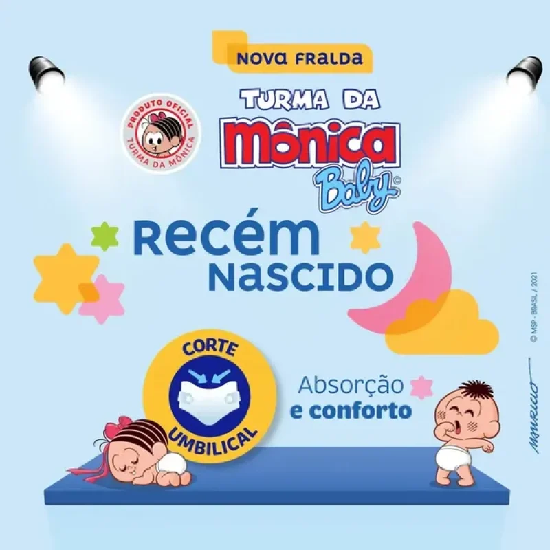 Fralda Descartável Turma da Mônica Baby Recém-Nascido RN Pacote 36 Unidades