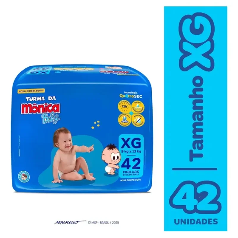 Fralda Descartável Turma da Mônica Baby XG Pacote 42 Unidades