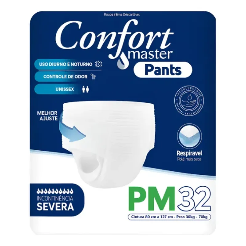 Fralda Geriátrica Adulto Confort Master Pants | Tamanho P/M | 32 Unidades