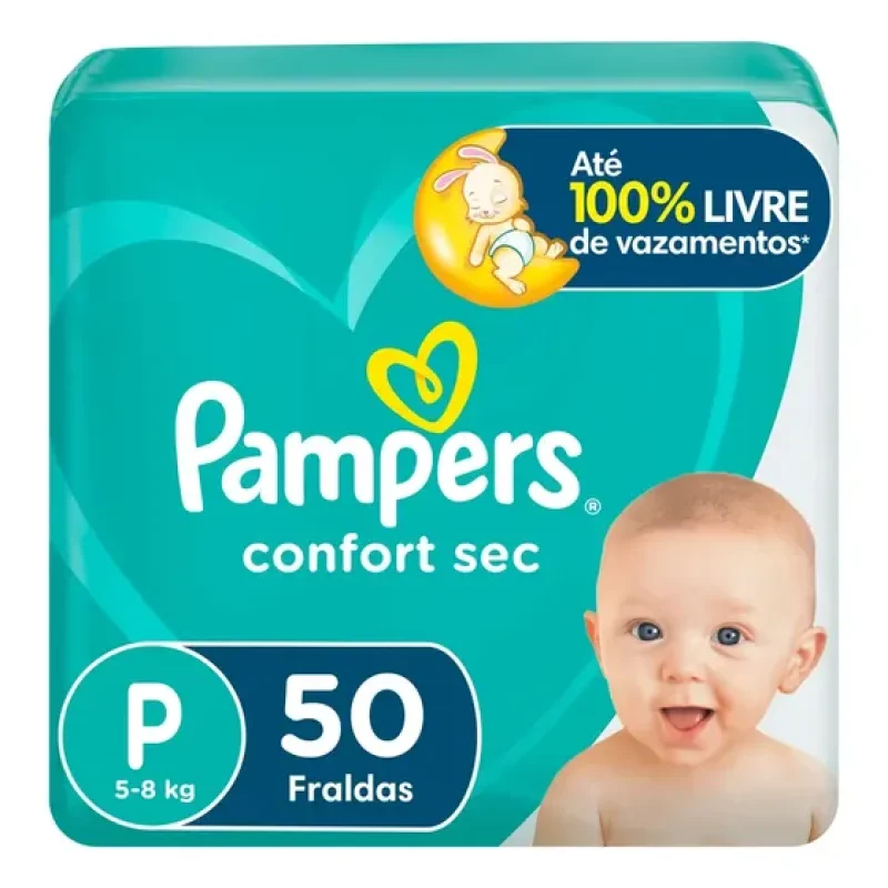 Fralda Pampers Confort Sec P 50 unidades