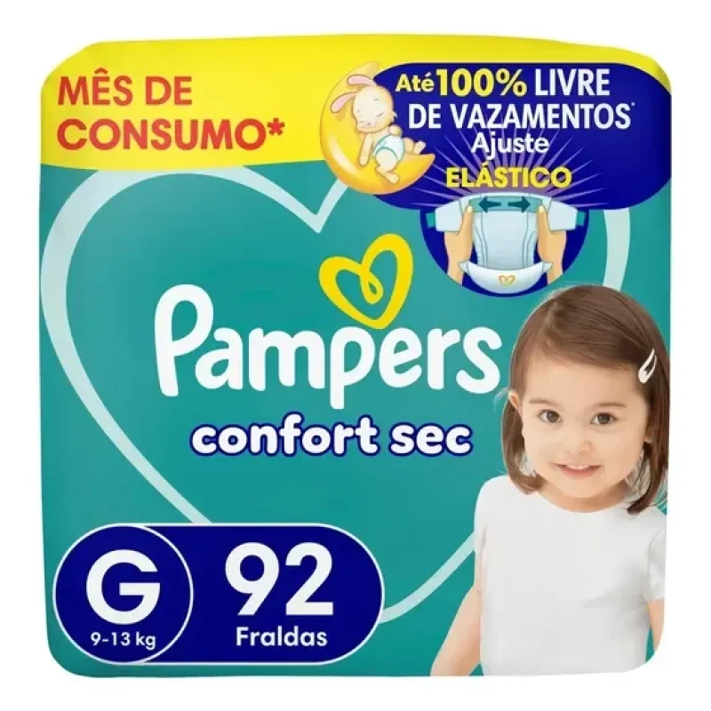 Fralda Pampers Confort Sec Tamanho G, 92 Un Grande (g) Sem Gênero