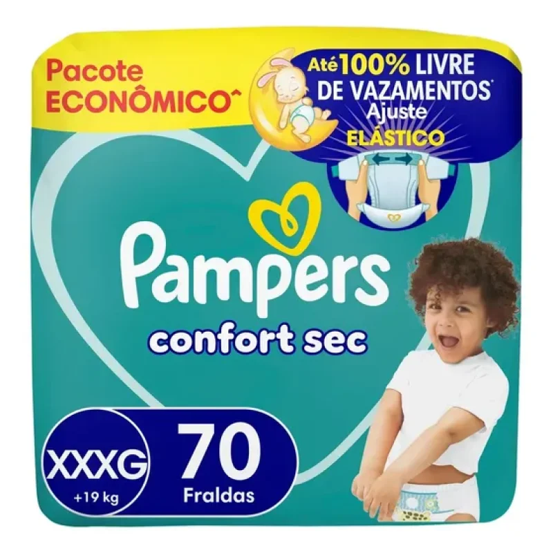 Fralda Pampers Confort Sec Tamanho XXXG, 70 Un