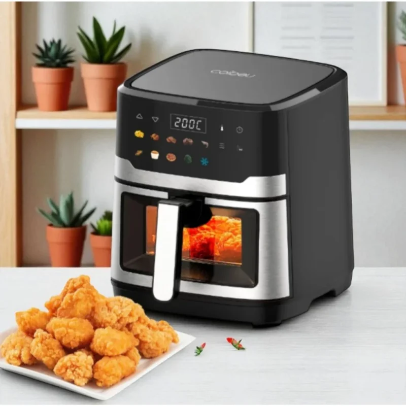Fritadeira Elétrica Multifuncional Inox 110v Tela Inteligente Sem Óleo Forno Elétrico
