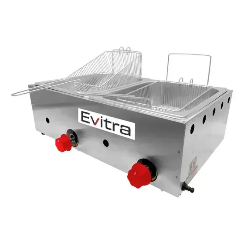 Fritadeira industrial Evitra Baixa Pressão - A gás 10L aço inoxidável