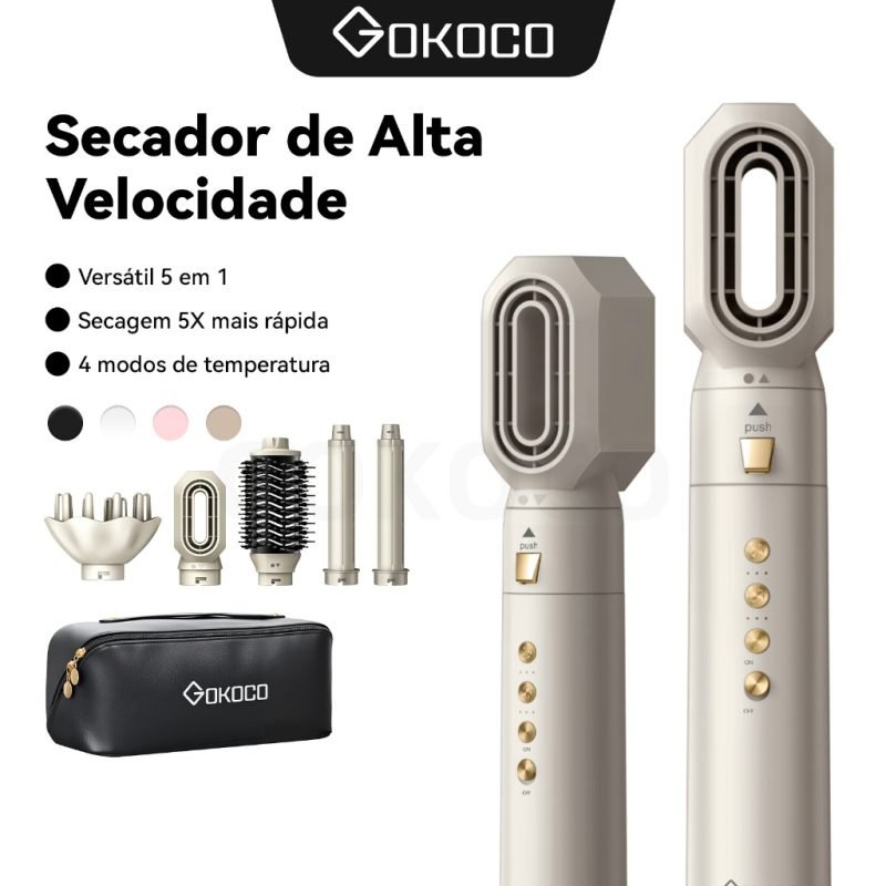 GOKOCO Escova Secadora 5 Em 1 Conjunto De Secador De Cabelo Multifuncional De Alta Velocid...