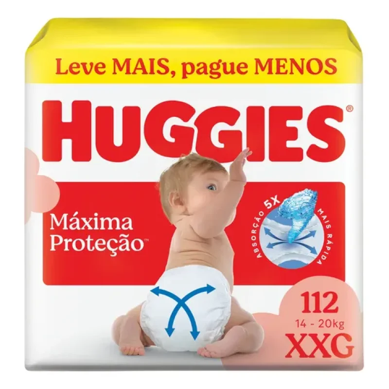 Huggies Fralda Descartável Máxima Proteção XXG - 112 Un