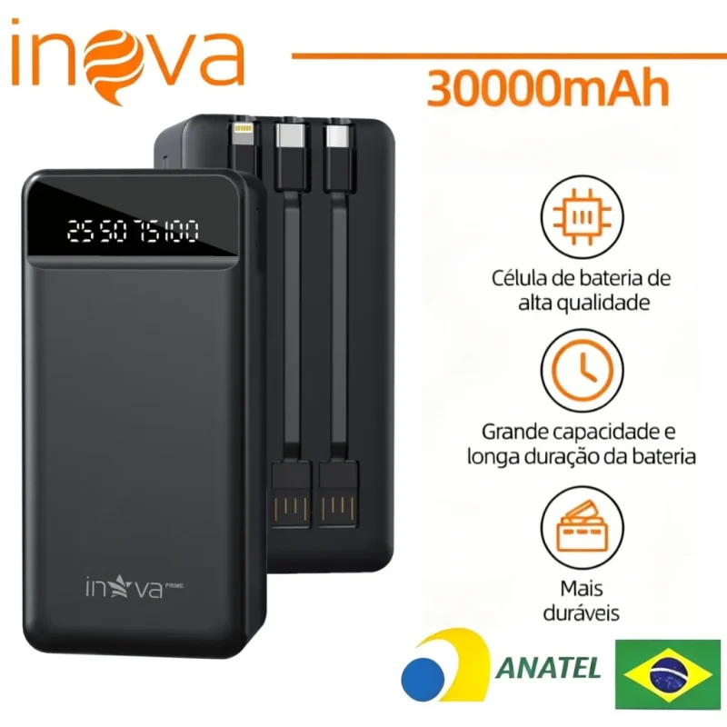 INOVA power bank 30000mAh turbo viagem Carregador Portátil Universal Original 3 cabo dados...