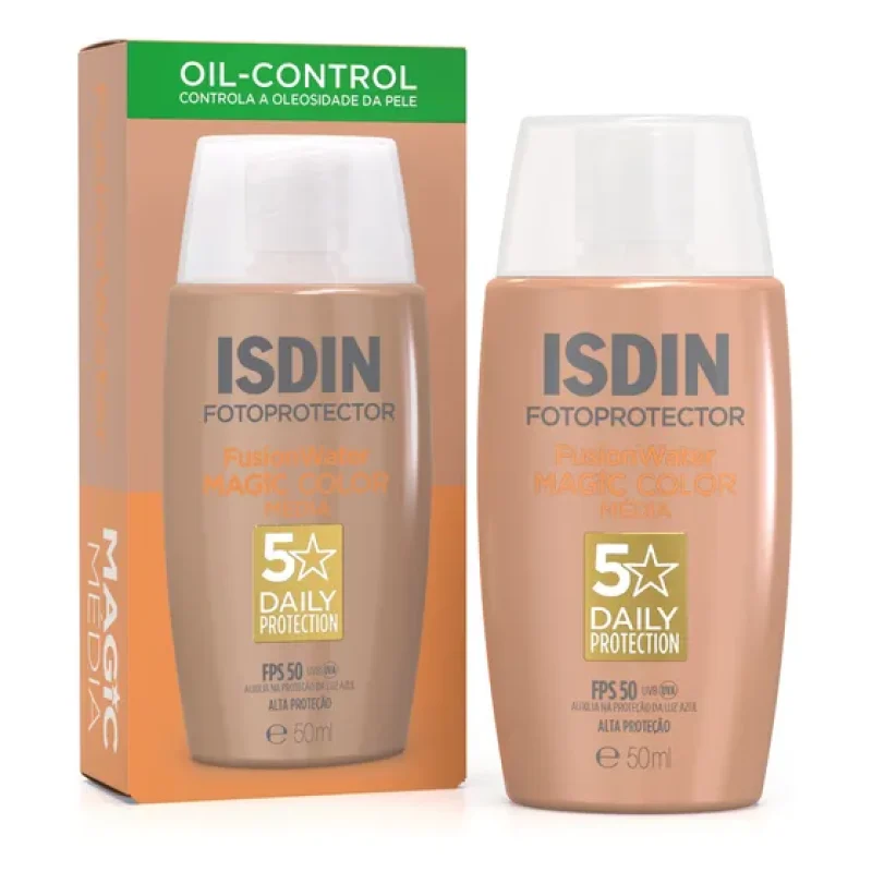 ISDIN Protetor Solar Facial Fusion Water Magic Color FPS 50 - Cor Média - 50ml