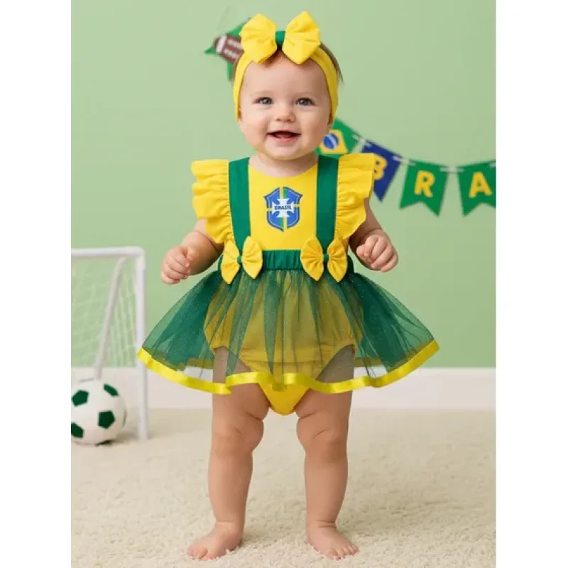 Jardineira Bebê Roupa Seleçao Brasileira Copa Mundo Brasil