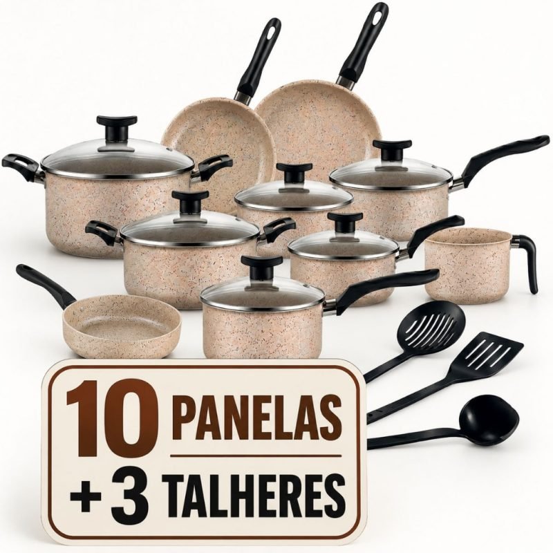 Jogo Panelas 13Pç Antiaderente Conjunto Kit Frigideira Caçarola Fervedor Cozinha Completa ...