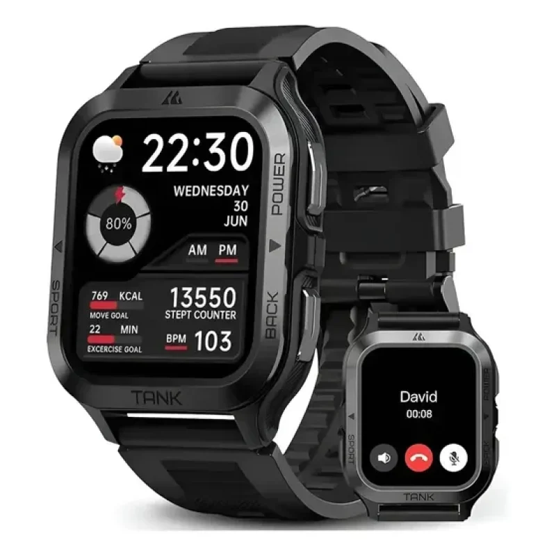 KOSPET M2 relógio esportivo inteligente,1.85'' IPS relogio smartwatch Militar,5 Atm & Ip69k impermeável Monitor de frequência cardíaca/SpO2/sono,15 dias de bateria,70 modo esportivo Chamadas Bluetooth