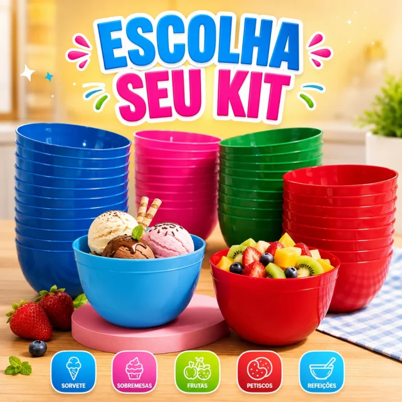 Kit 03 a 20 Potes Cumbuca 300ml - Para Sobremesa Petisco Sopas Caldos Gelatinas Açaí Porçõ...