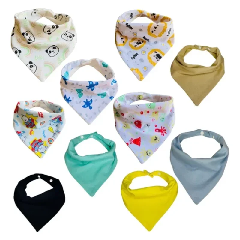 Kit 10 Babador Bandana Bebe Enxoval Ajuste Regulavel Botão