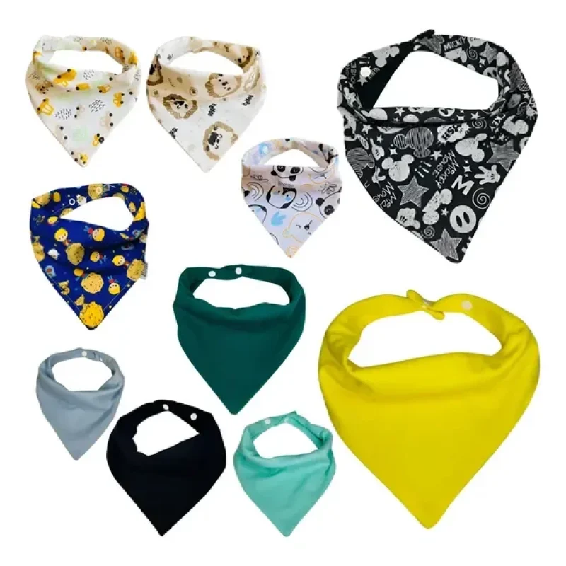 Kit 10 Babadores Bandana Com 2 Botões Malha Algodão Enxoval