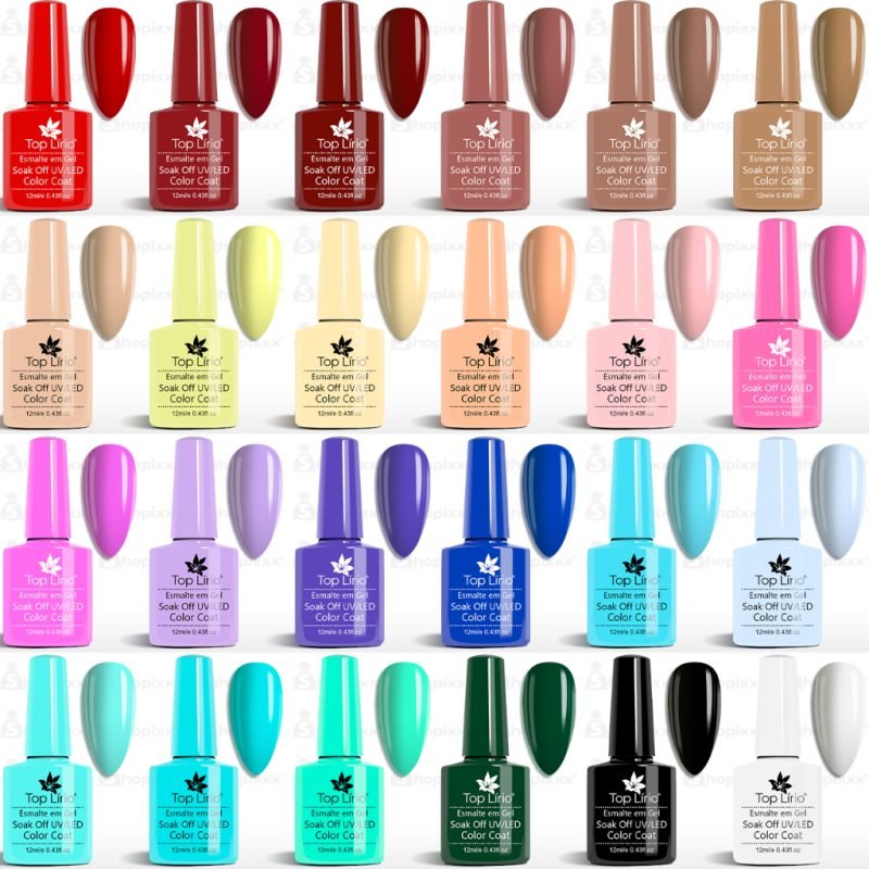 Kit 10 Esmalte De Unhas Em Gel Lirió Profissional Shellac Color Polish Unha Acrigel Porcel...