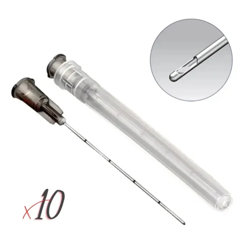 Kit 10 Micro Cânulas 22g X 50mm Com 10 Agulhas De Pertuito
