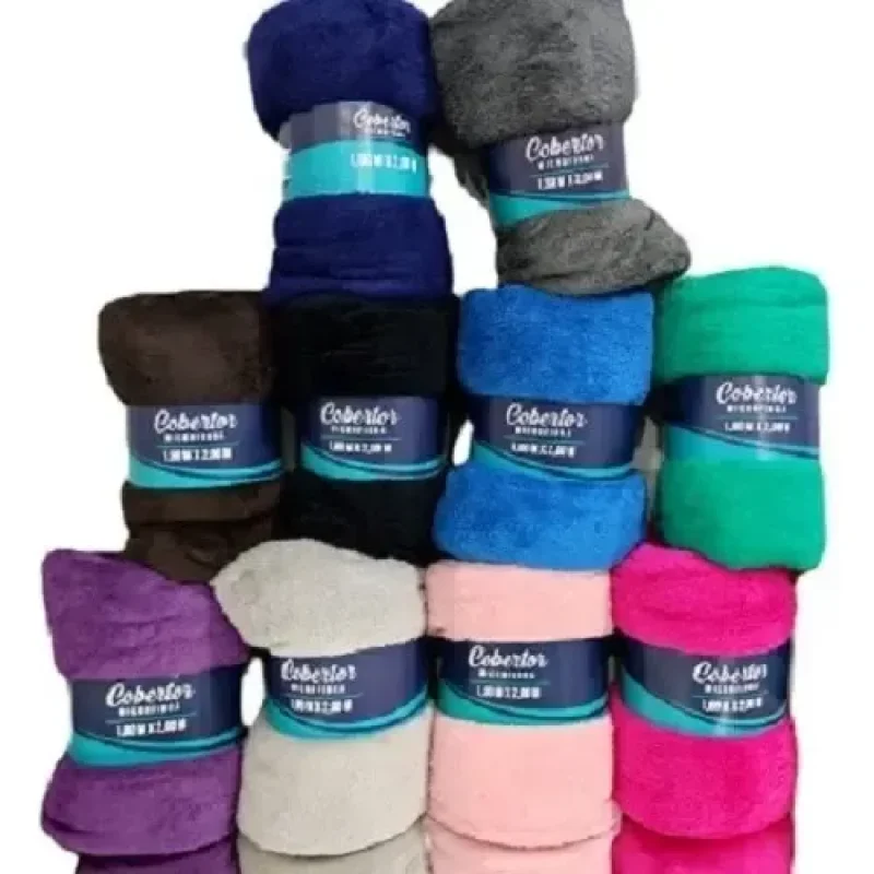 Kit 2 Cobertor Mantinha Microfibra Casal Manta Macia Diversas Cores Lisa Sortida