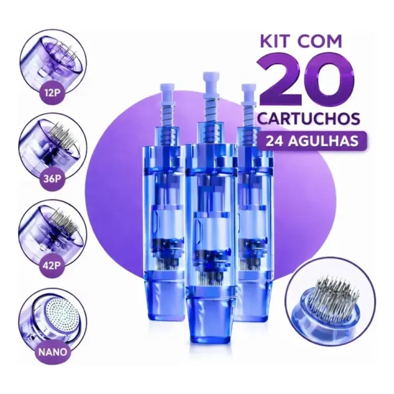 Kit 20 Cartuchos Dermapen 24 Agulhas Nano 12 24 36 42 BMED