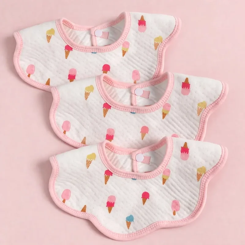 Kit 3 Babador Bebê Superabsorvente Algodão Penteado e TPU Respirável