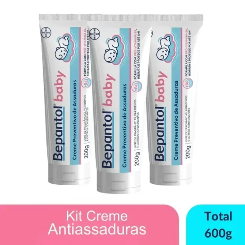 Kit 3 Creme Pomada de Assadura VitB5 200g Cada Bepantol Baby
