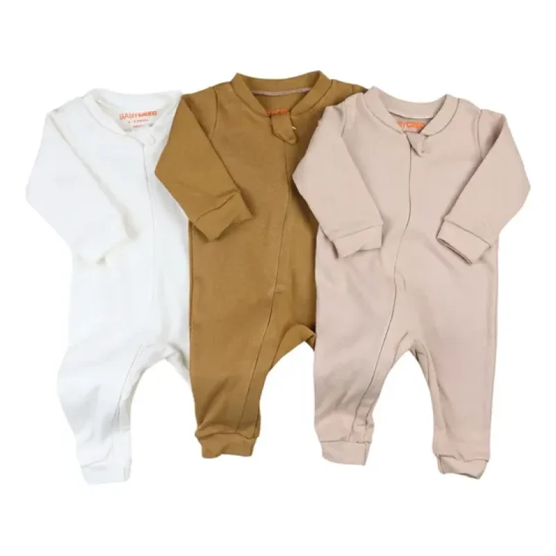 Kit 3 Macacão De Bebê Minimalista Com Ziper - Baby Greg