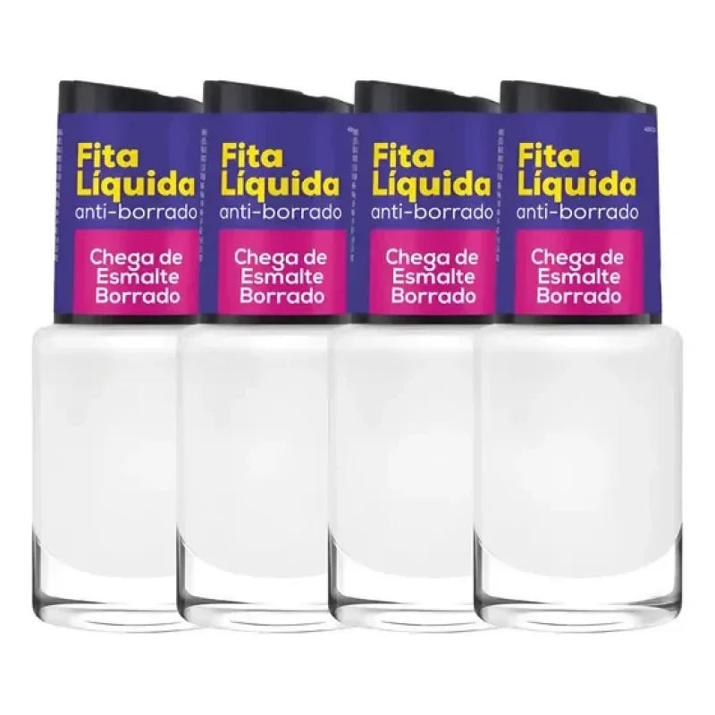 Kit 4 Esmaltes Cora Fita Liquida Novo Chega De Borrado 10ml