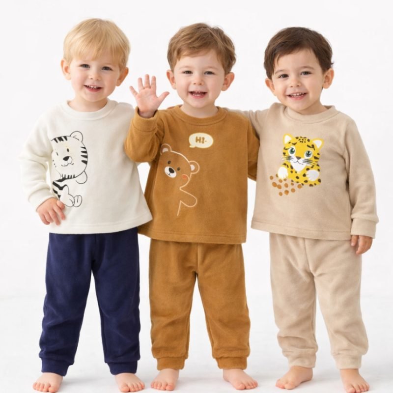 Kit 4 Peças Soft conjunto Infantil Menino Inverno – 2 Conjuntos Sortidos P ao G (1 a 3 An...