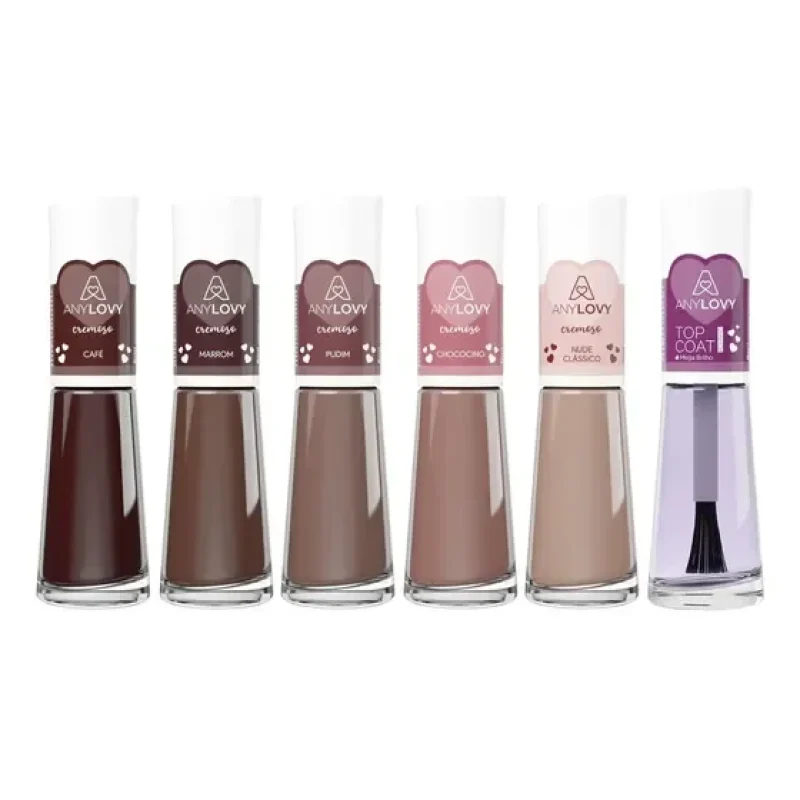 Kit 6 Esmalte Clássico Cappuccino Cremoso Anylovy Cor Capucino