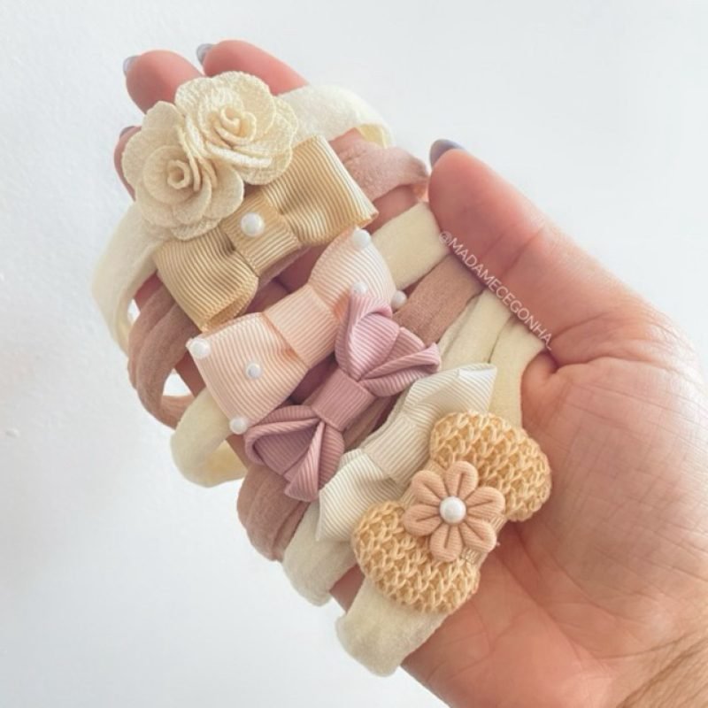 Kit 6 Faixinhas para Bebê | Laços para Recém-Nascida | Saída de Maternidade