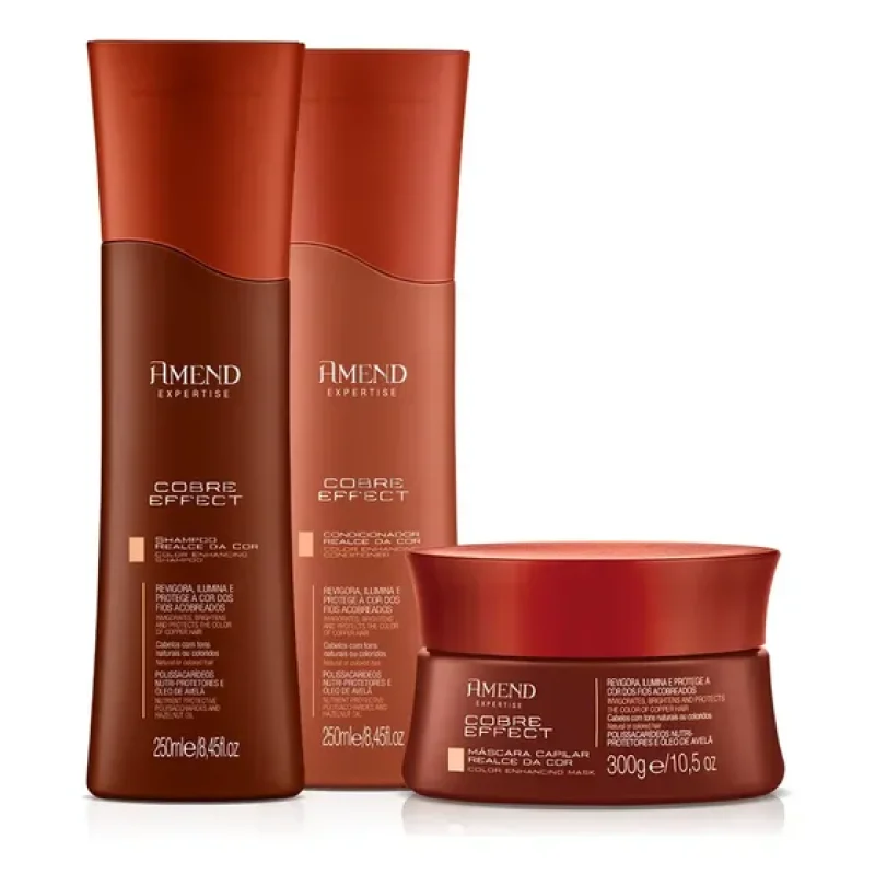 Kit Amend Cobre Effect para Cabelo Acobreado com Shampoo, Condicionador e Máscara