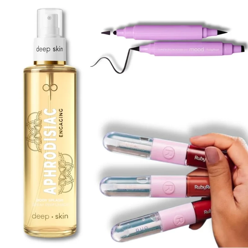 Kit Amour – Body Splash Aphrodisiac + Batom + Delineador