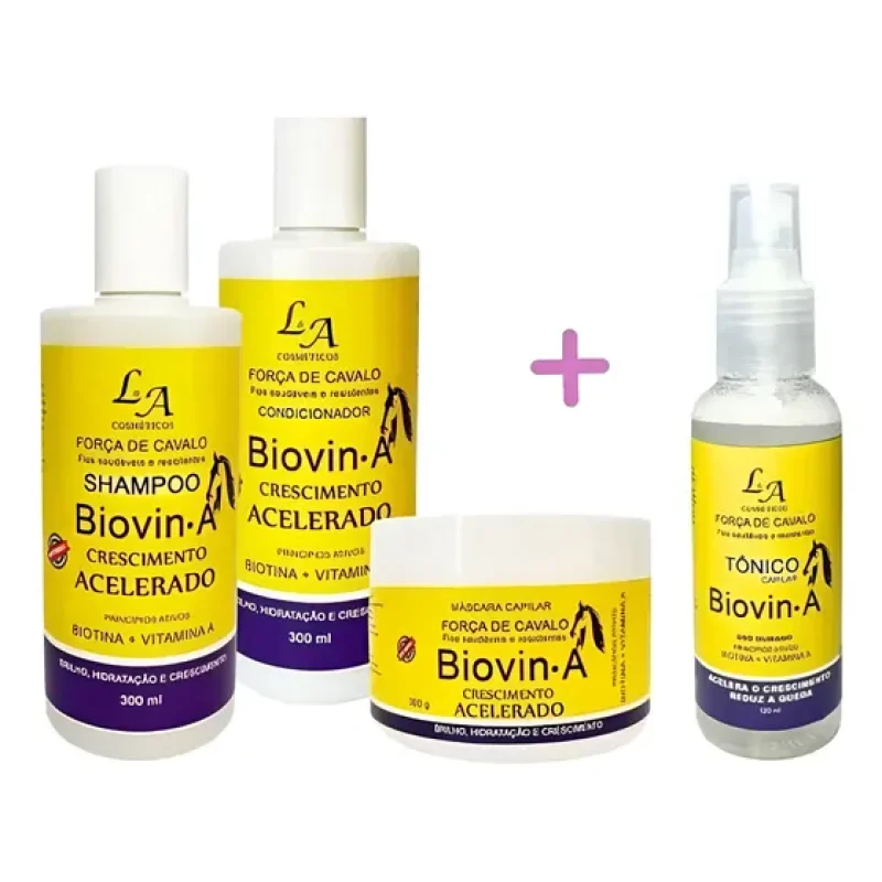 Kit Biovin A Força De Cavalo C/ Tônico Crescimento Capilar.