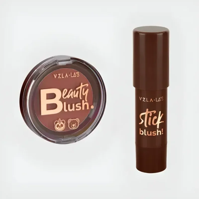 Kit Blush Red Mocha Vizzela + Las Stick Compacto Vermelho