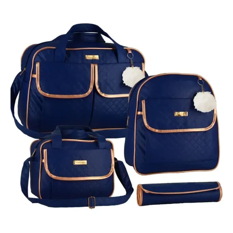 Kit Bolsa Maternidade Azul-marinho com Mochila e Trocador Bambinelli