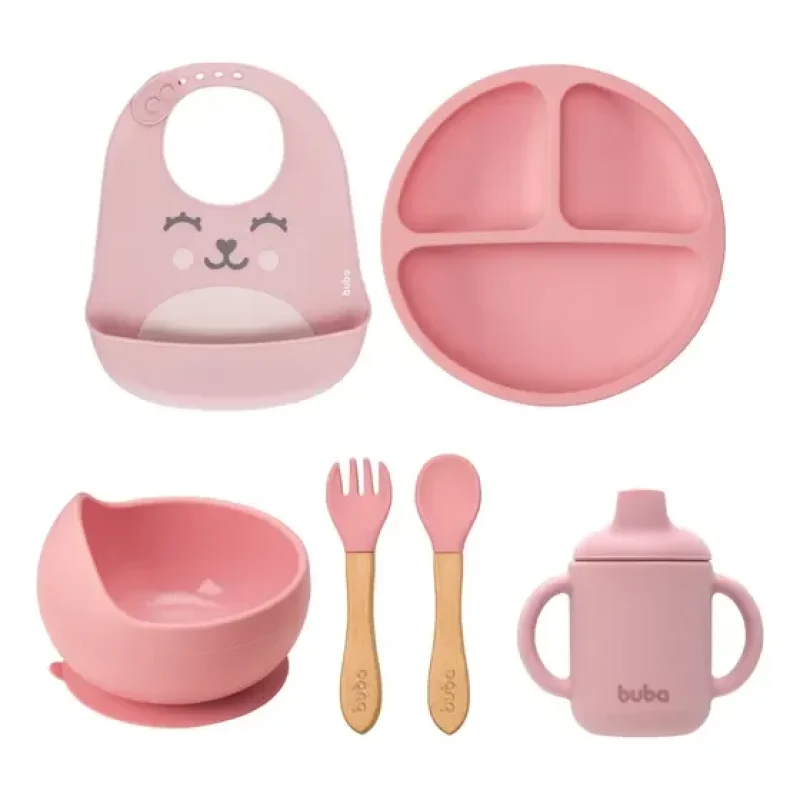 Kit Buba Prato Bowl Babador Copo Transição Talheres Bebê