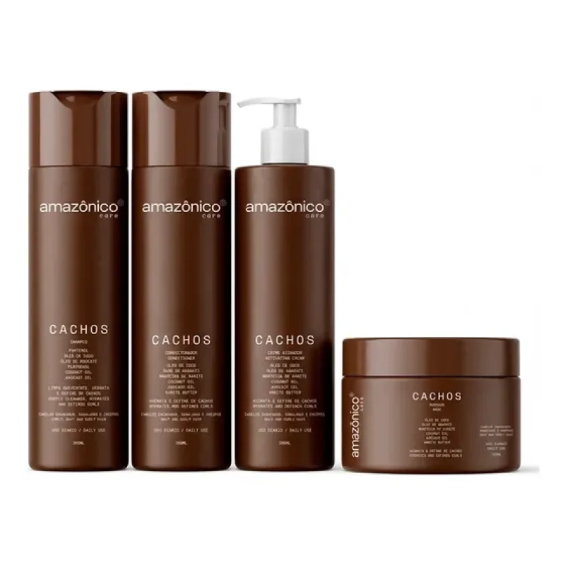 Kit Cachos Amazonico Care 4 Produtos Hidratação E Definição