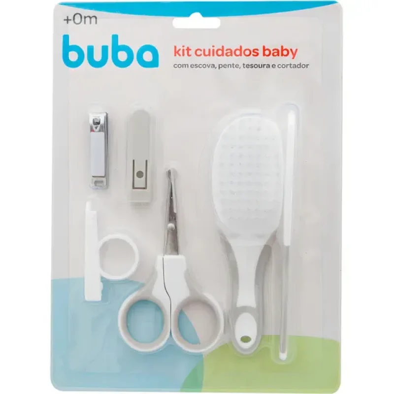 Kit Cuidados E Higiene Bebê-pente, Escova E Cortador De Unha Cor Cinza