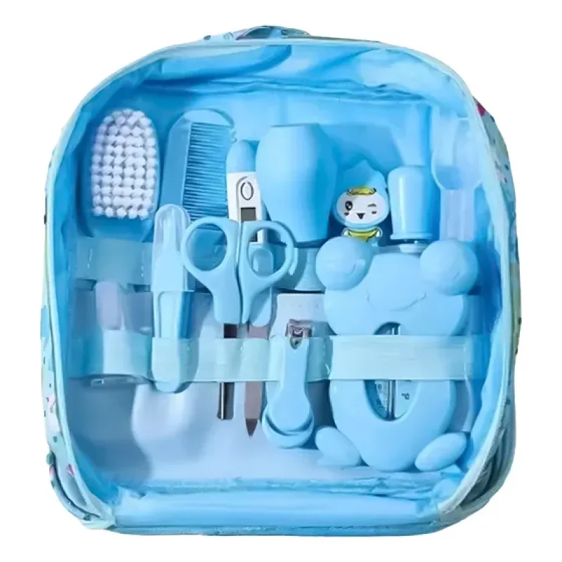 Kit De Cuidados E Higiene Do Bebê Recém Nascido 13 Peças Azul
