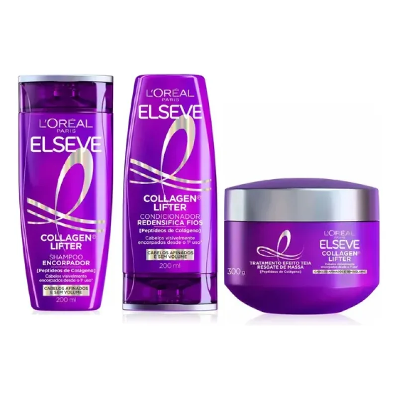 Kit Elseve Colágeno Lifter Sh + Cond + Másc Resgate De Massa