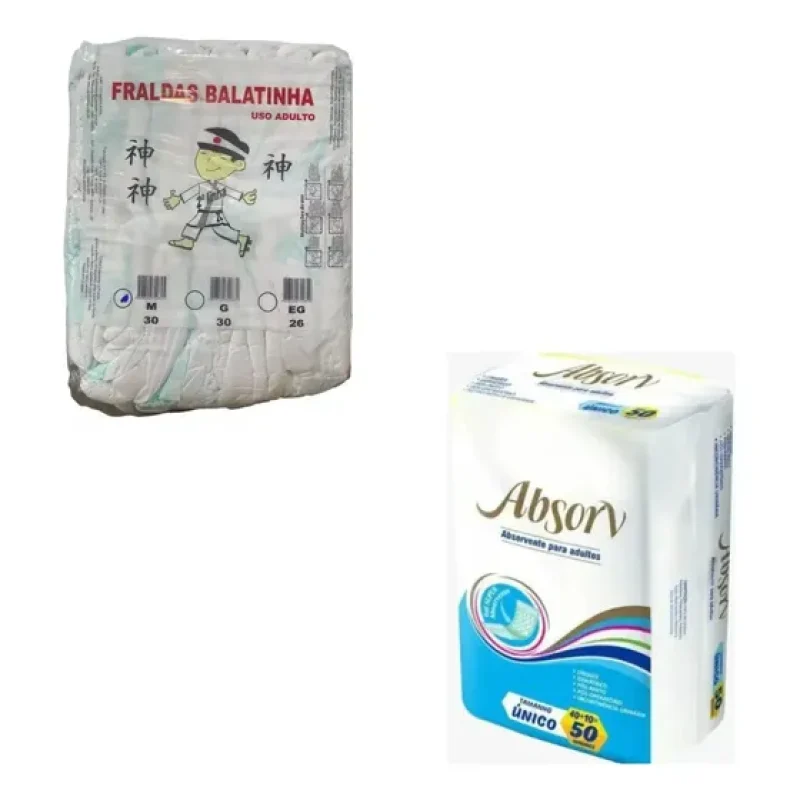 Kit Fralda Geriátrica Balatinha + Absorvente Adulto Absorv