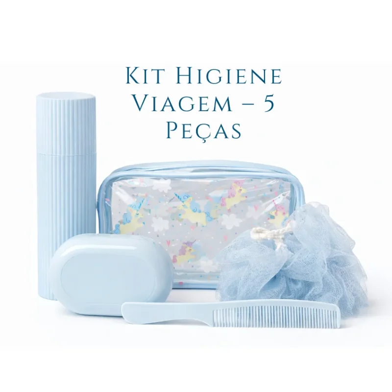 Kit Higiene Completo para Viagem 5 Peças com Necessaire