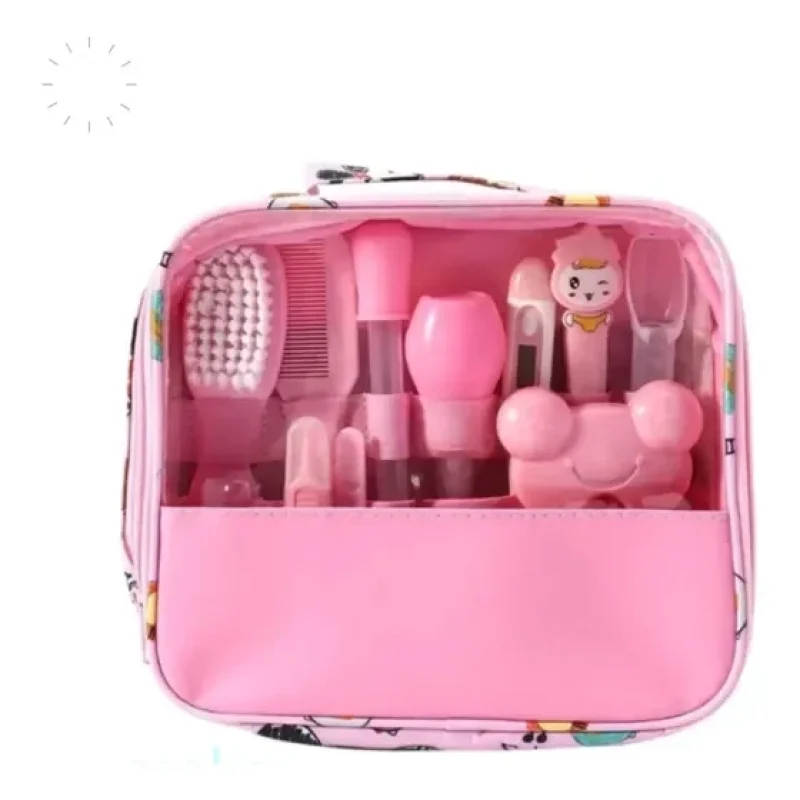 Kit Higiene Cuidados Saúde Bebê Termômetro Recém Nascido Cor Rosa