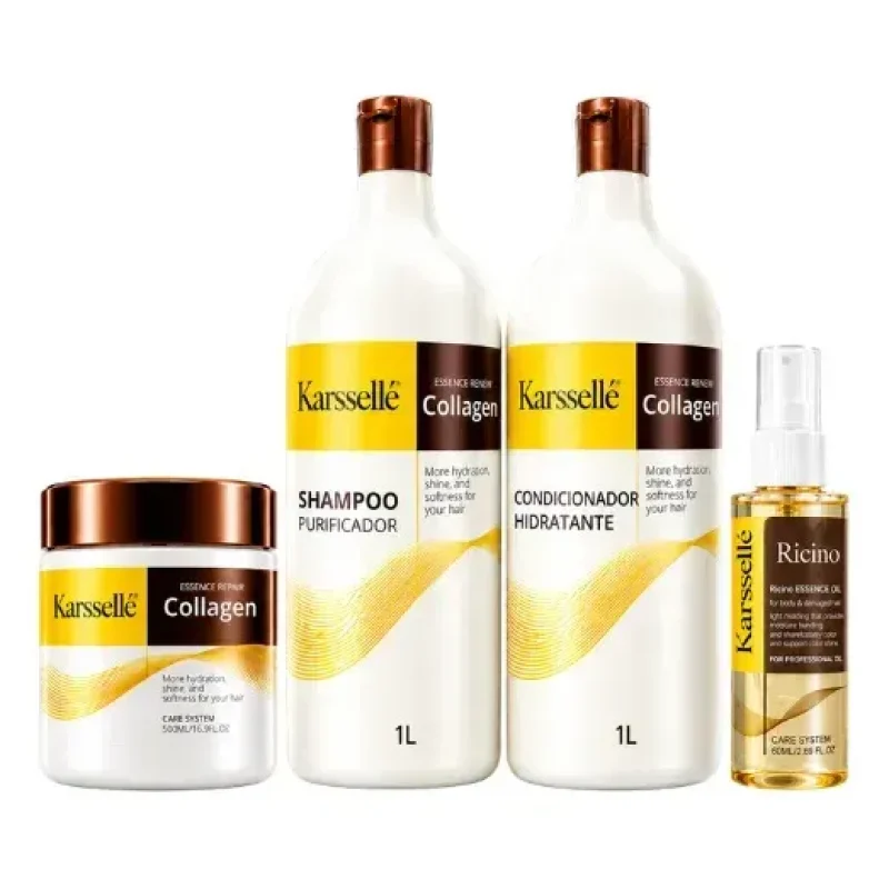 Kit Karssellé Shampoo 1l + Condicionador 1l + Máscara 500g + Óleo 60ml
