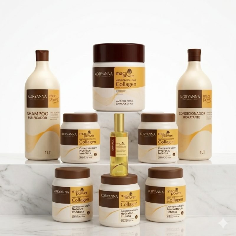 Kit Maca Power Completo com 7 Produtos – Cronograma Capilar + Máscara 500g, Shampoo 1L, Co...