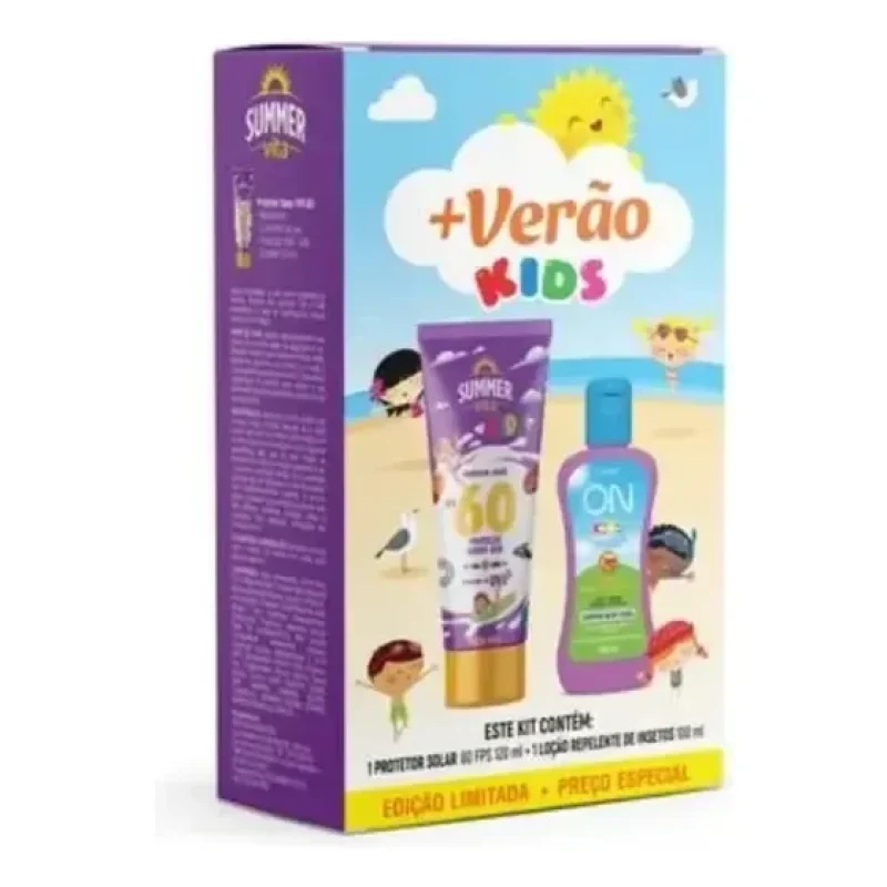 Kit Protetor Solar Summer Vita Kids FPS 60 e Repelente com 120ml