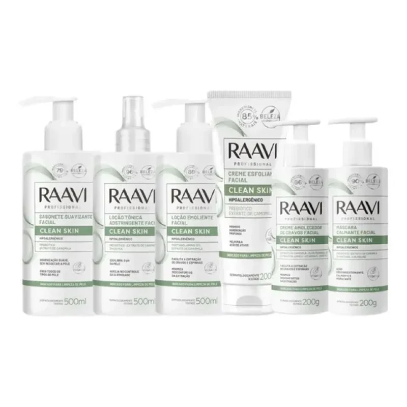 Kit Raavi Facial Limpeza De Pele - 6 Itens Clean Skin