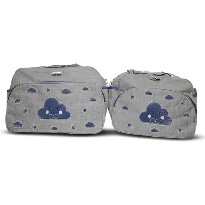 Kit Sacola Maternidade Mave Baby 2 Peças Cinza Azul Marinho