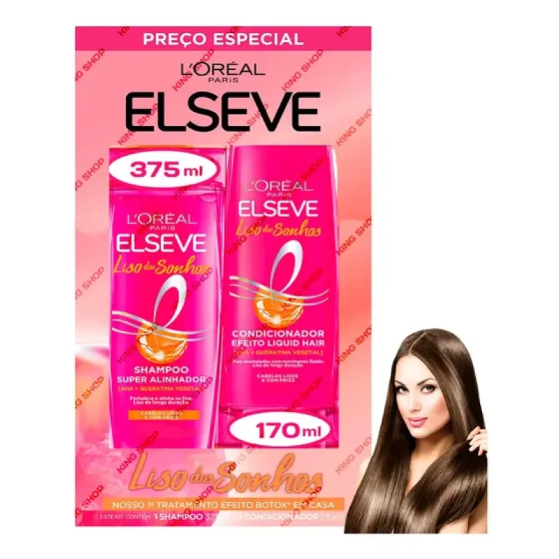 Kit Shampoo 375ml E Condicionador 170ml Liso dos Sonhos Efeito }Elseve